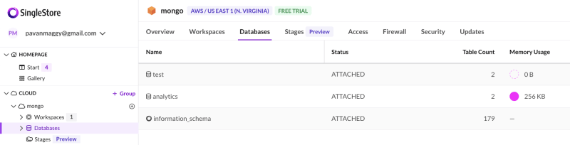 database created