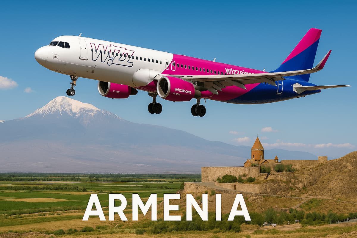 Wizz Air відкриває нову базу в Єревані: 8 нових маршрутів до Європи з жовтня 2025 року