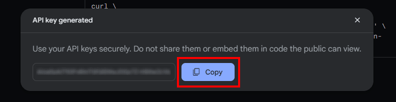 Copy API Key