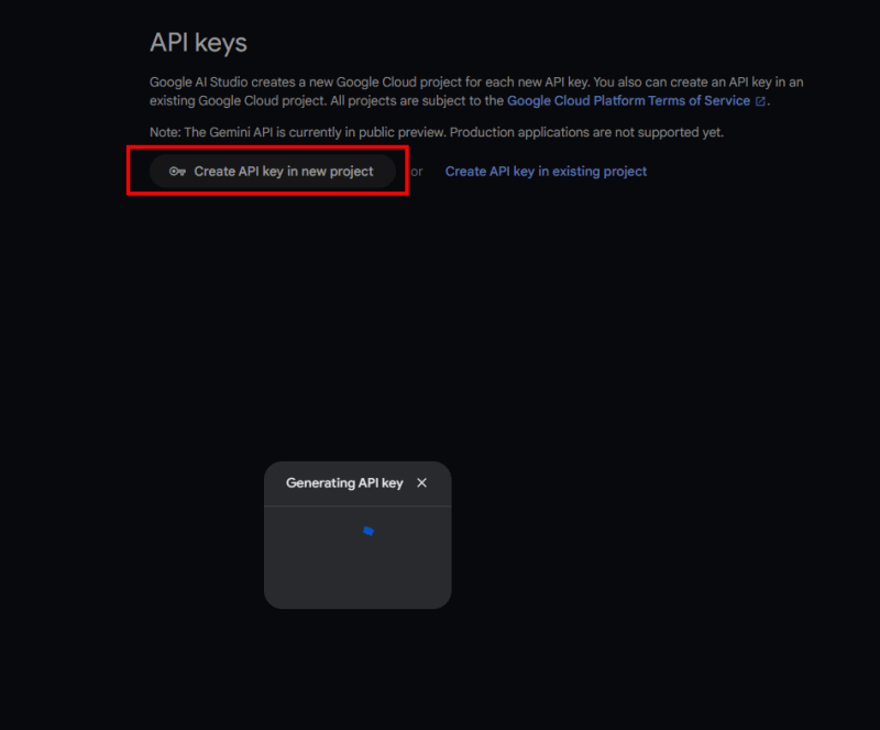 API key generation