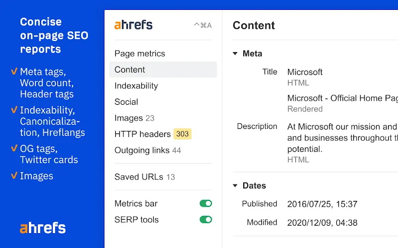 Ahrefs SEO Toolbar