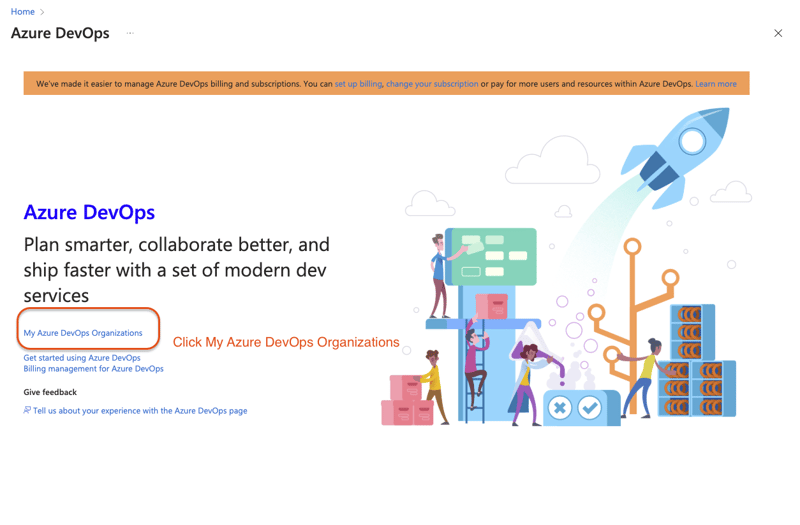 Click My Azure DevOps Organizations
